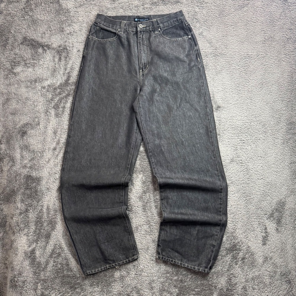 Kenneth Cole Reaction Mens Baggy Jeans 32x33 Faded Black Straight Leg Denim - Picture 2 of 7